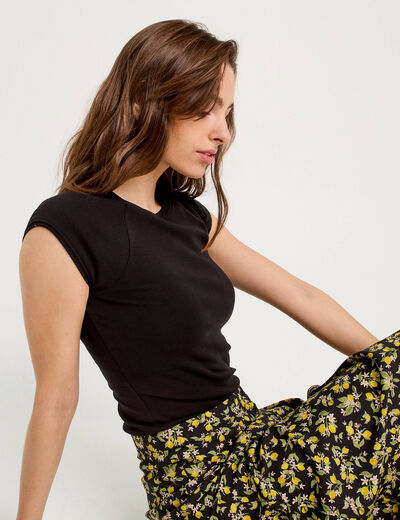 T-shirt manches courtes noir femme