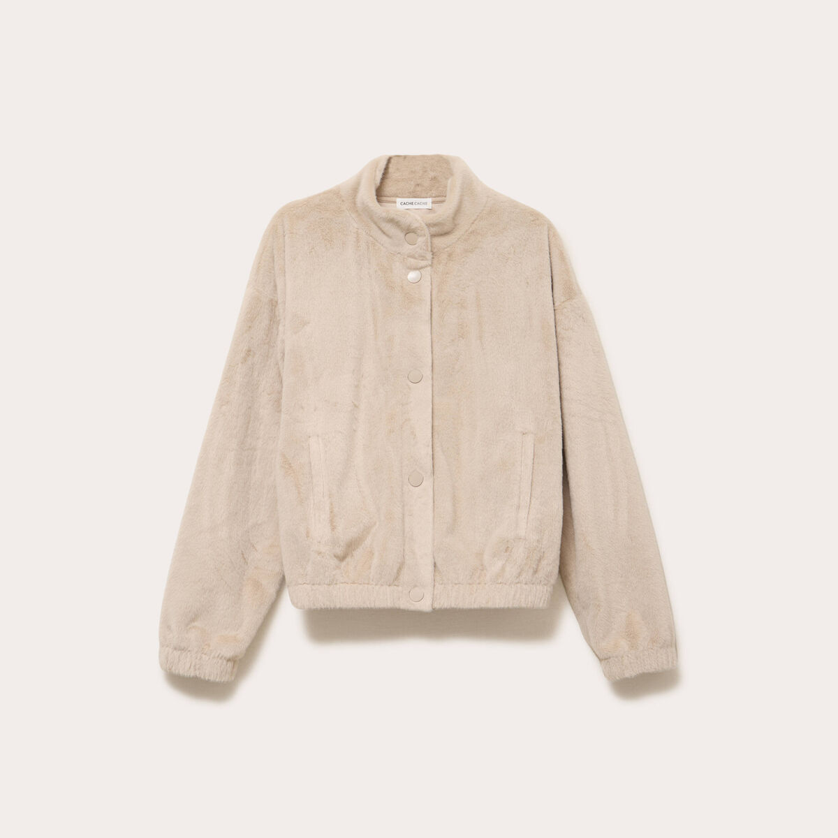 Veste fausse fourrure sable femme