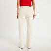 Jean wide leg ray&eacute; taille haute beige femme