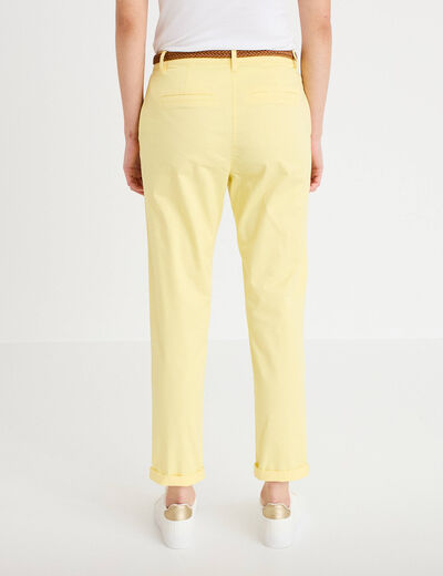 Pantalon chino 7/8&egrave;me jaune pastel femme