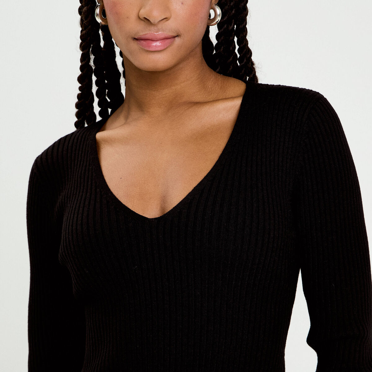 Robe tricot patineuse c&ocirc;tel&eacute;e noir femme