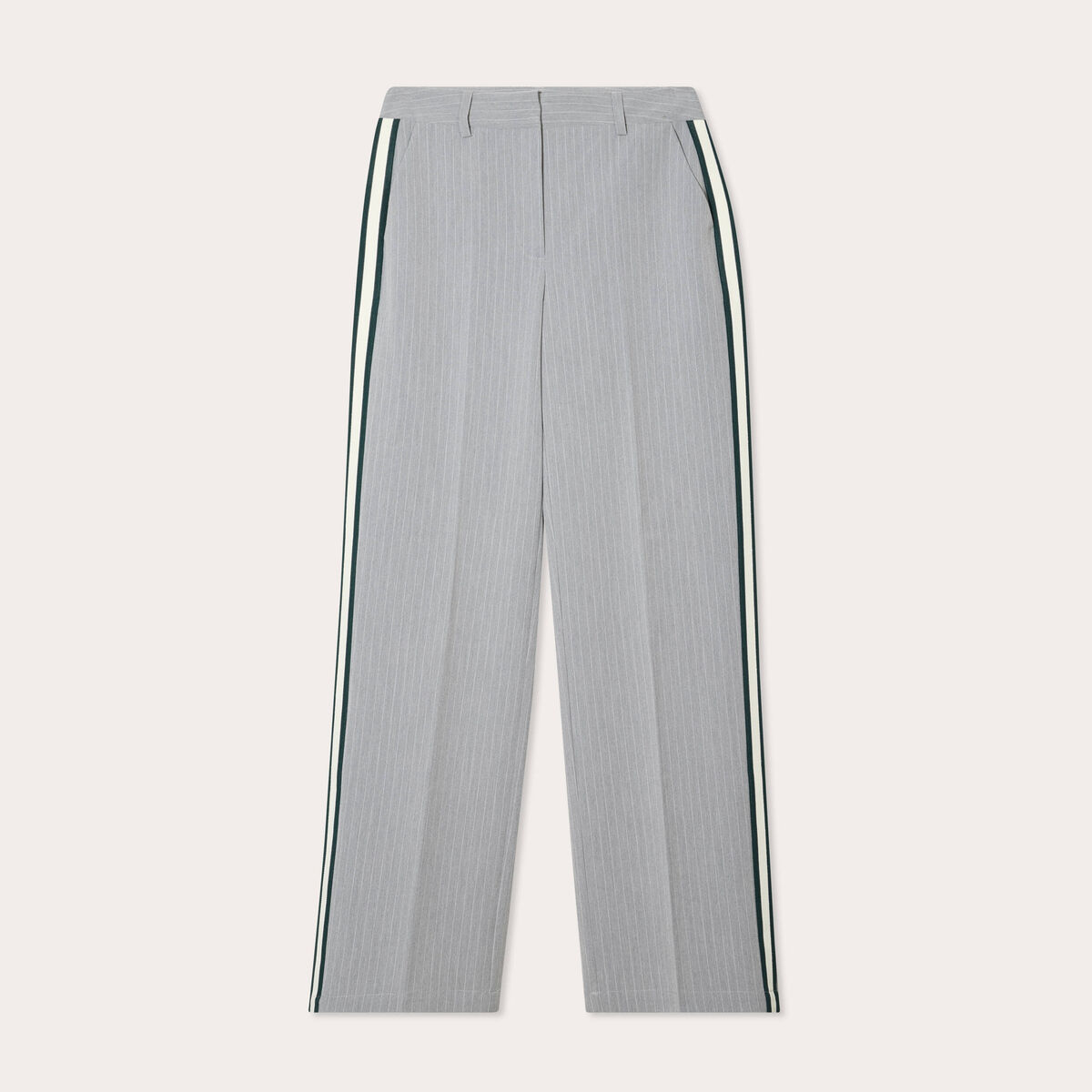 Pantalon large avec bandes gris clair femme