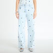 Jean wide leg brod&eacute; Bridgerton bleu clair femme