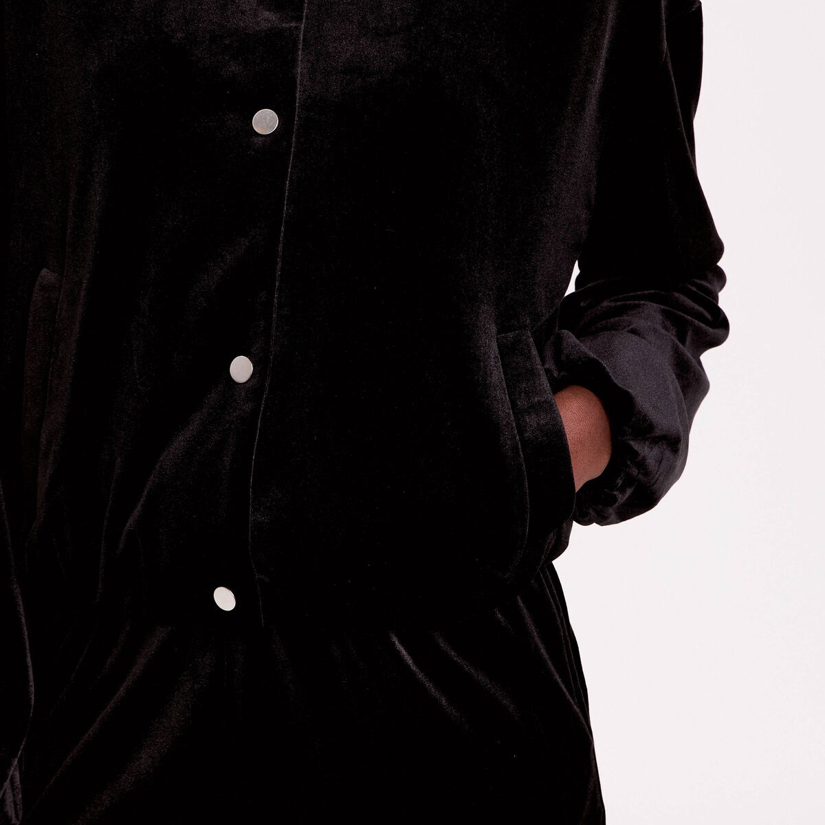 Veste teddy velours noir femme