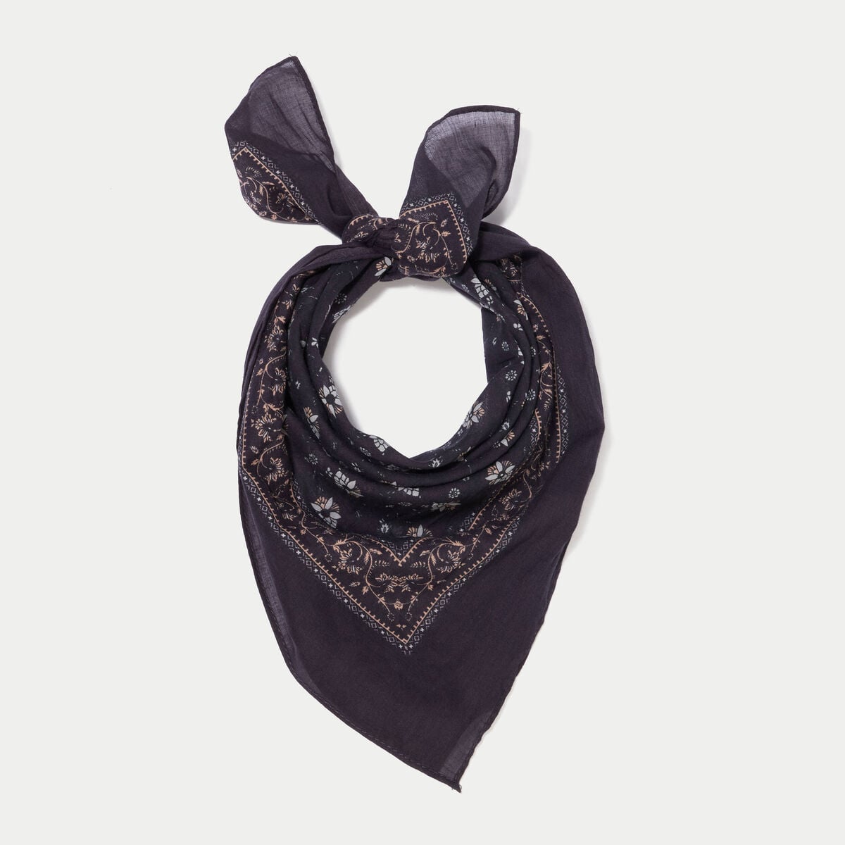 Foulard satin&eacute; soyeux bleu marine femme