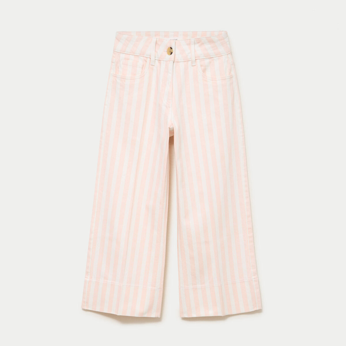 Pantalon bootcut 3/4 taille haute blanc femme