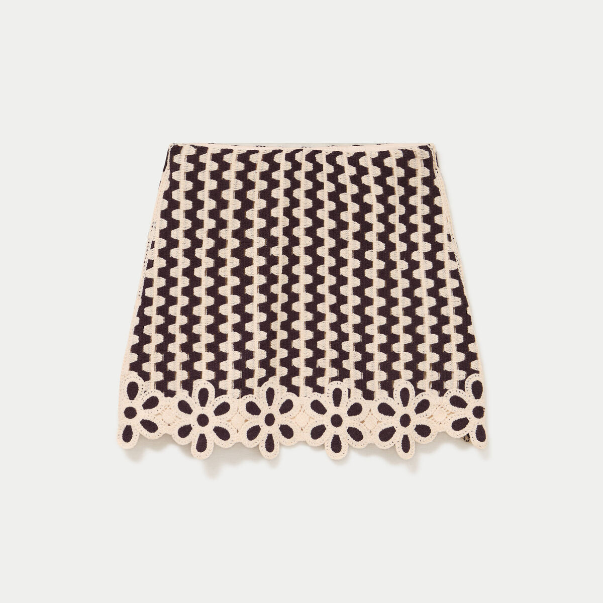 Jupe droite courte marron fonc&eacute; femme
