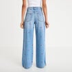 Jean wide leg taille haute brod&eacute; denim double stone femme