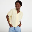 Blouse droite col v manches courtes jaune clair femme