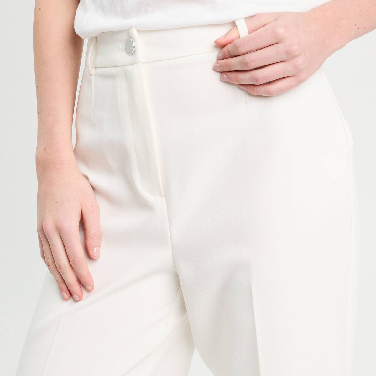 Pantalon city large ecru femme