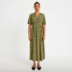 Robe longue manches courtes vert femme