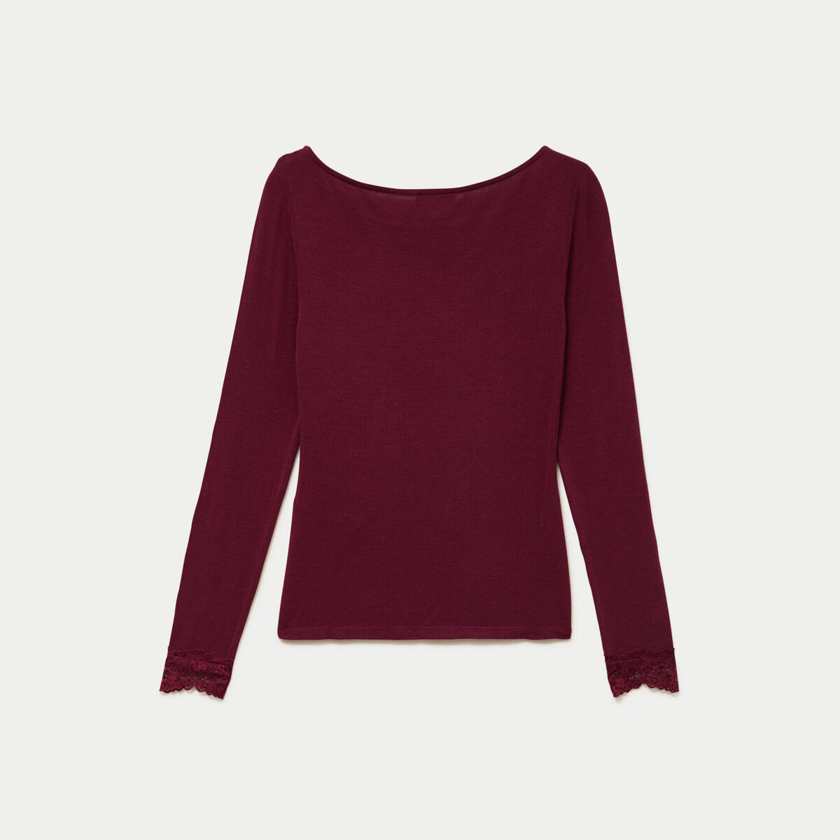 Seconde peau ajust&eacute;e col bateau bordeaux femme