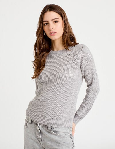 Pull manches longues gris clair femme
