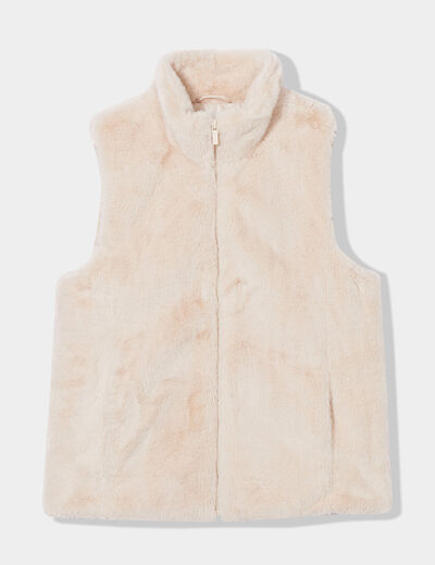 Veste courte ajust&eacute;e sans manches ivoire femme