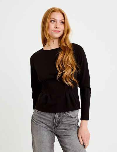 Top droit manches longues noir femme