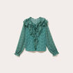Blouse &agrave; volants vert fonc&eacute; femme