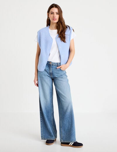 Gilet sans manches effet polaire bleu clair femme