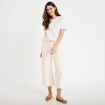 Pantalon bootcut 3/4 taille haute blanc femme