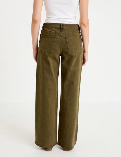Jean bootcut en velours vert kaki femme