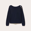 Pull col bateau bleu marine femme