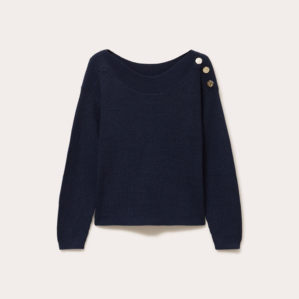 Pull col bateau bleu marine femme
