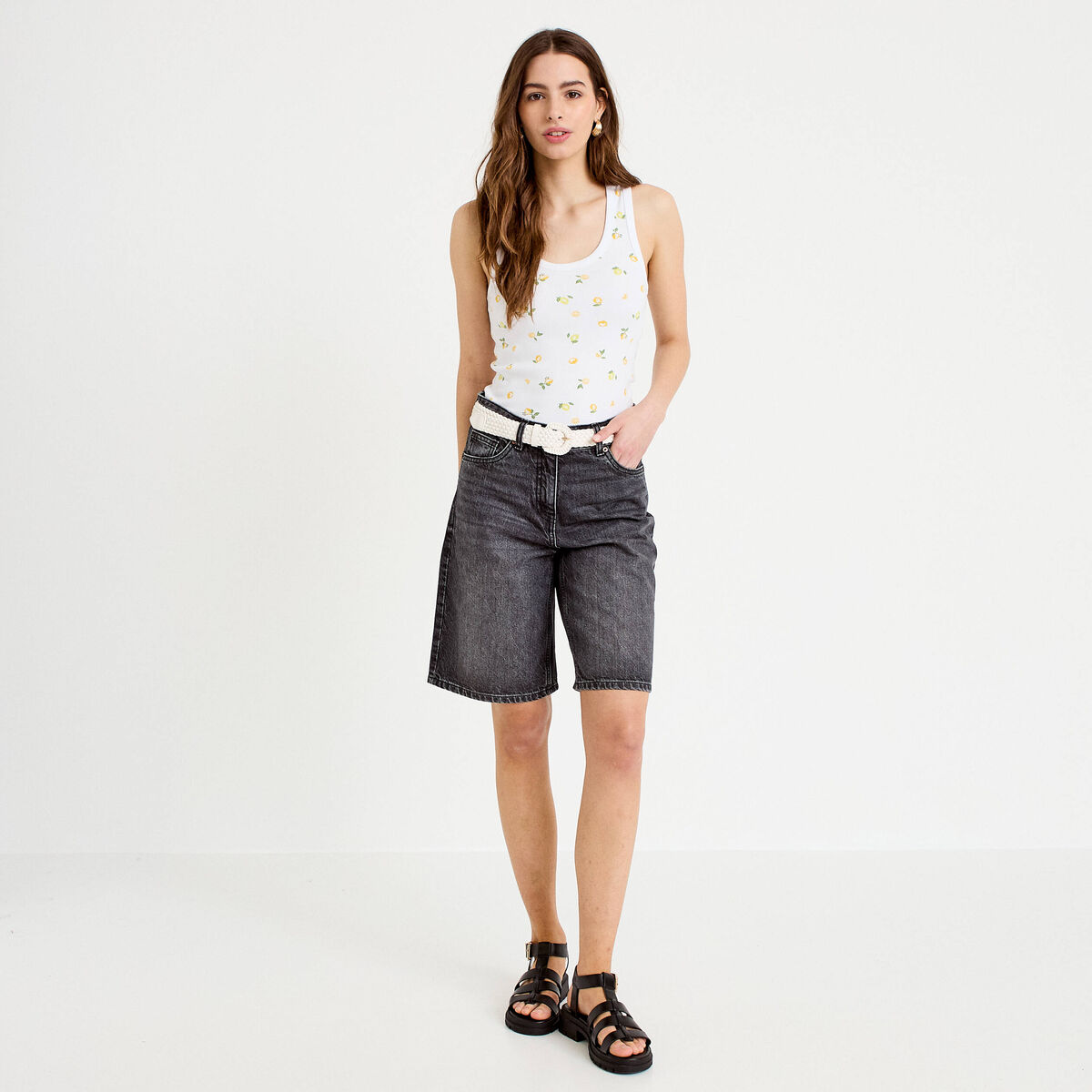 D&eacute;bardeur c&ocirc;tel&eacute; blanc femme