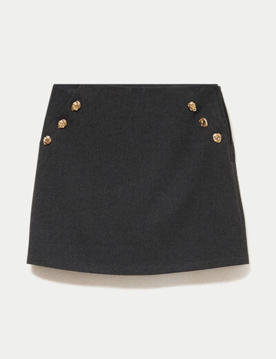 Jupe-short trap&egrave;ze fluide gris femme