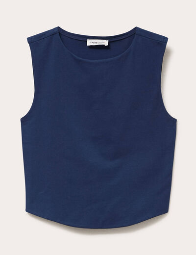 D&eacute;bardeur cropped bleu fonc&eacute; femme
