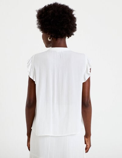 Top ample sans manches col carr&eacute; blanc femme