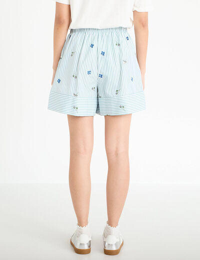 Short flare brod&eacute; Bridgerton bleu clair femme