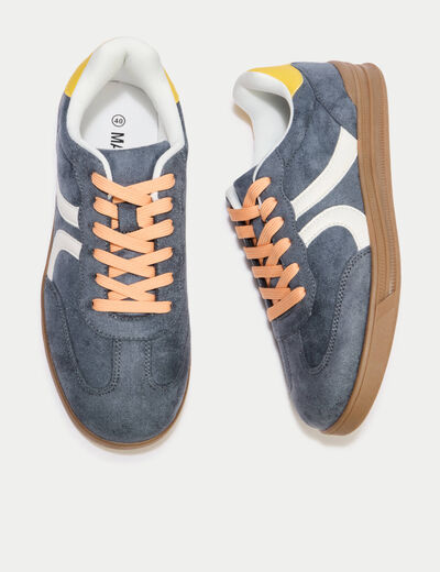 Basket aspect daim gris femme