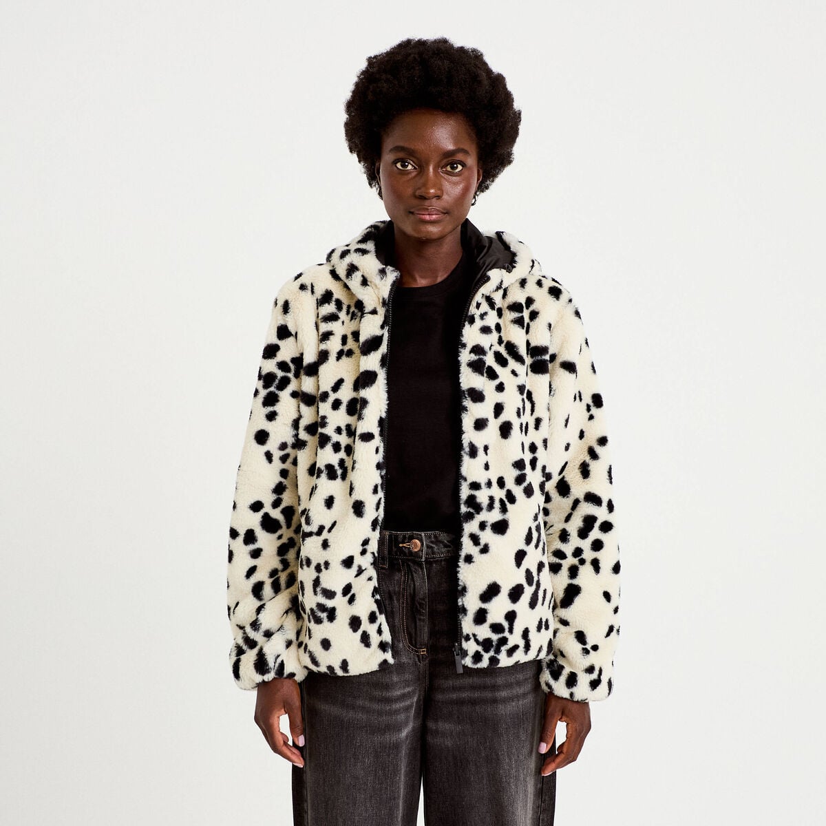 Parka r&eacute;versible &agrave; capuche blanc femme