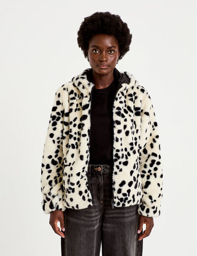 Parka r&eacute;versible &agrave; capuche blanc femme