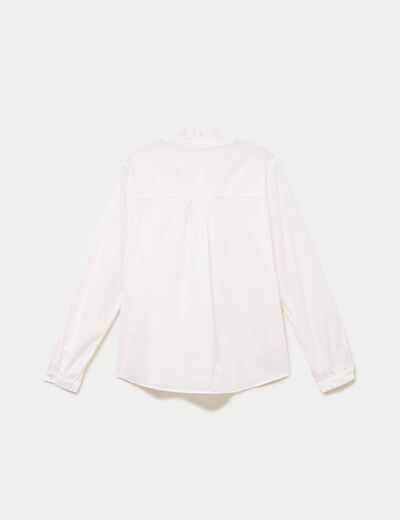 Chemise col montant manches longues ecru femme