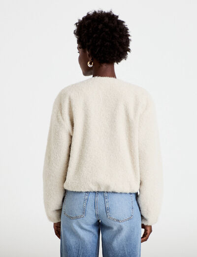 Veste cropped bas resserr&eacute; ecru femme