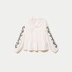 Blouse col v manches longues ecru femme