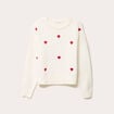 Pull &agrave; motifs coeurs ecru femme