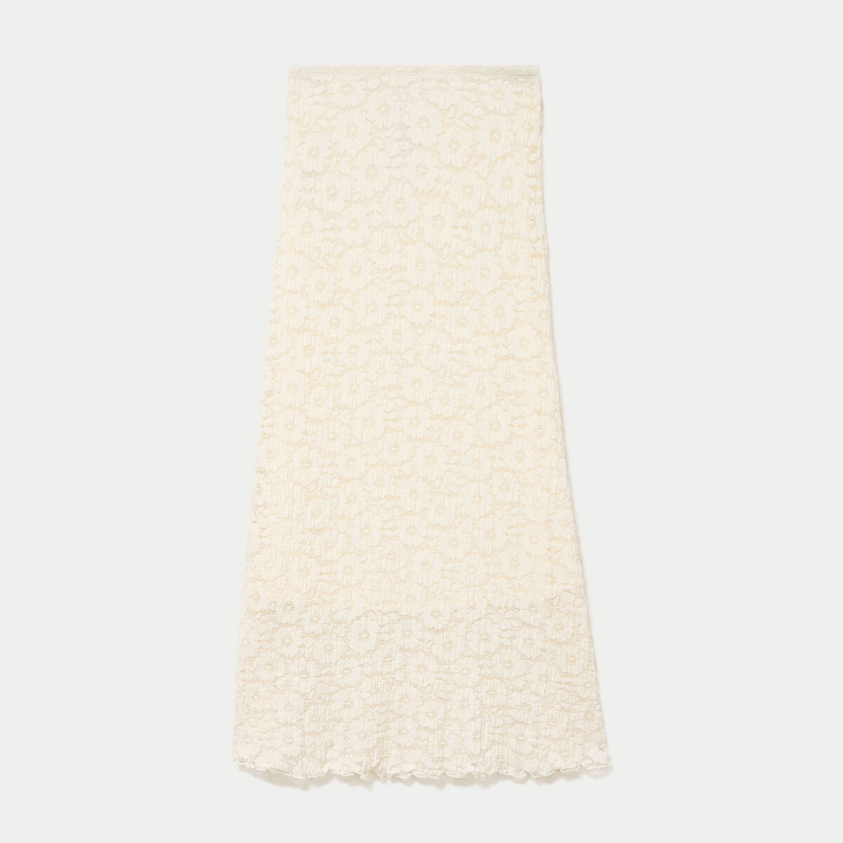 Jupe longue maille &agrave; relief ecru femme