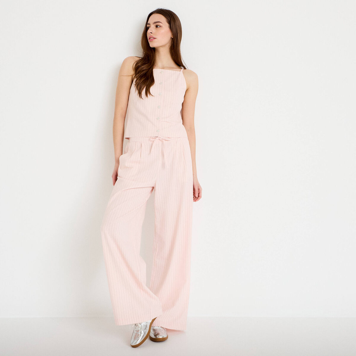 Pantalon large rose femme