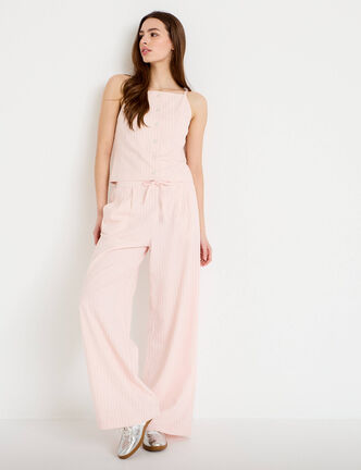 Pantalon large rose femme
