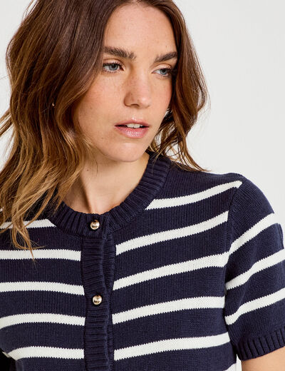 Gilet manches courtes bleu femme
