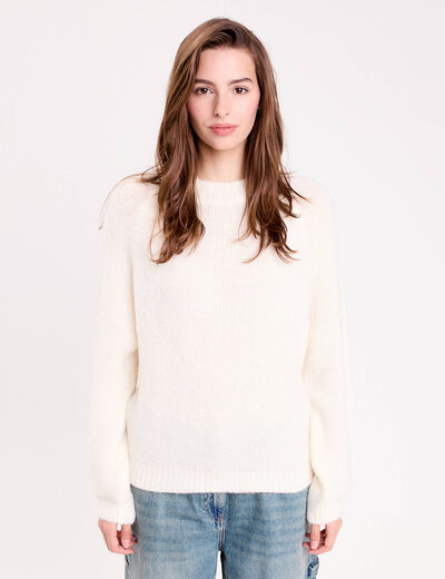 Pull manches longues ecru femme
