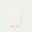 T-shirt cintr&eacute; col rond manches courtes ecru femme