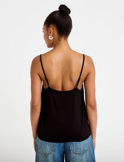 D&eacute;bardeur ajust&eacute; d&eacute;collet&eacute; dentelle noir femme