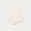 Top ajust&eacute; manches longues col rond ecru femme