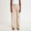 Jean wide leg taille haute beige femme