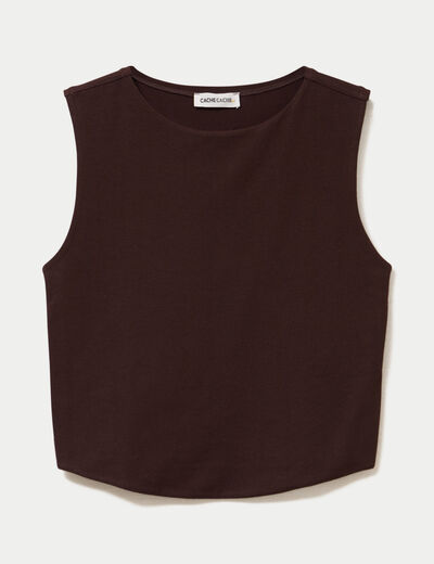 D&eacute;bardeur cropped marron fonc&eacute; femme