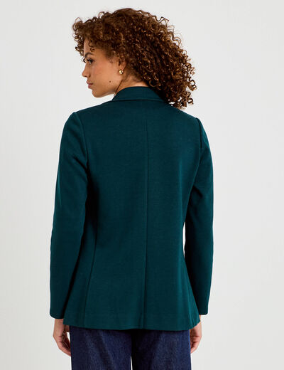 Veste blazer cintr&eacute;e vert fonc&eacute; femme