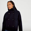 Caban court col montant bleu marine femme
