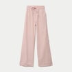 Pantalon large taille haute beige femme